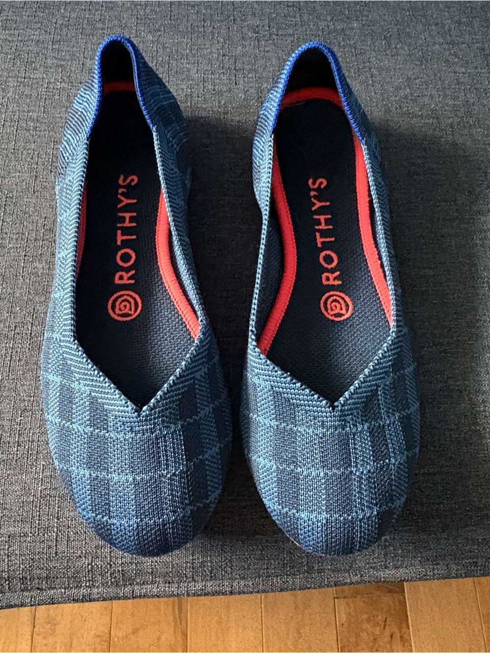 Rothy's the flat Blue indigo gingham retired
